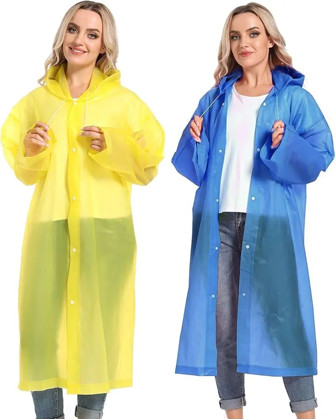 Rain Ponchos for Adults Reusable Raincoats Survival Heavy Duty Military Impermeable 2 Packs Rain Coat…