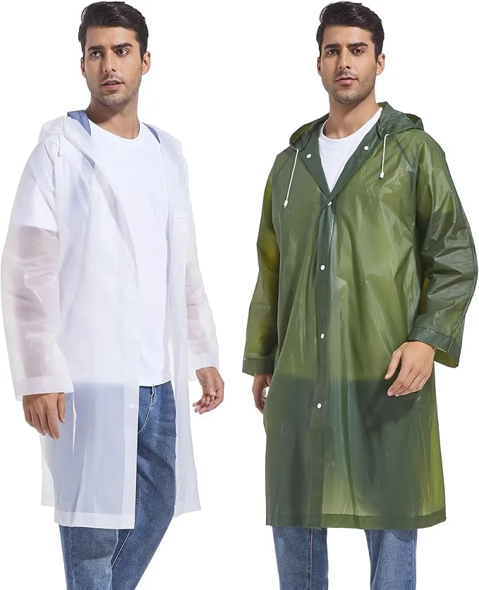 Rain Ponchos for Adults Reusable Raincoats Survival Heavy Duty Military Impermeable 2 Packs Rain Coat…