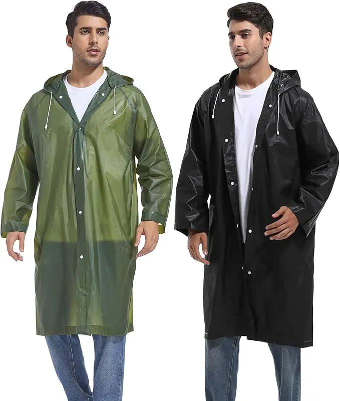 Rain Ponchos for Adults Reusable Raincoats Survival Heavy Duty Military Impermeable 2 Packs Rain Coat…