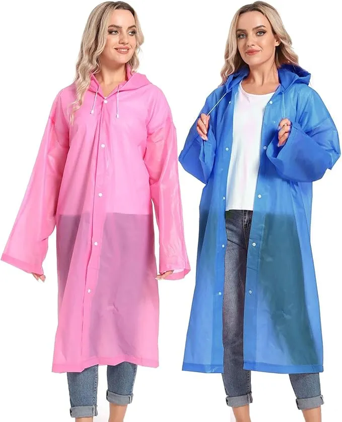 Rain Ponchos for Adults Reusable Raincoats Survival Heavy Duty Military Impermeable 2 Packs Rain Coat…