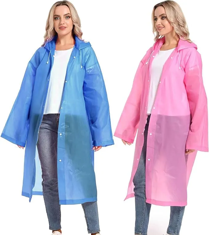 Rain Ponchos for Adults Reusable Raincoats Survival Heavy Duty Military Impermeable 2 Packs Rain Coat…