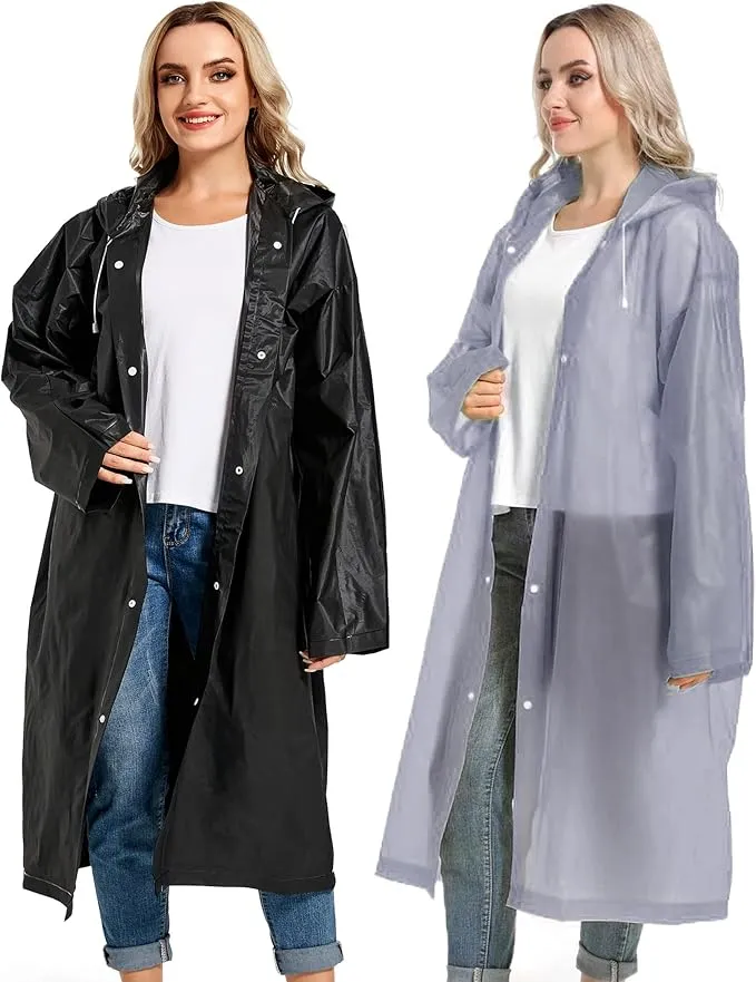 Rain Ponchos for Adults Reusable Raincoats Survival Heavy Duty Military Impermeable 2 Packs Rain Coat…