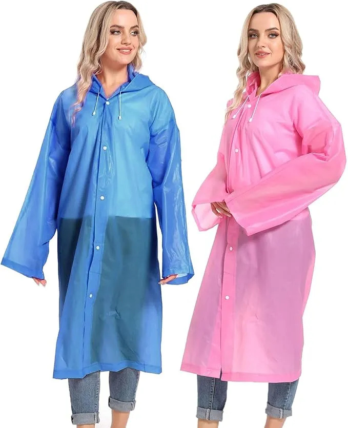 Rain Ponchos for Adults Reusable Raincoats Survival Heavy Duty Military Impermeable 2 Packs Rain Coat…