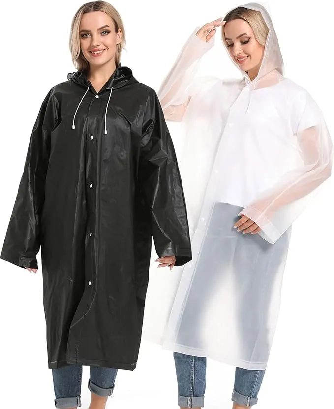 Rain Ponchos for Adults Reusable Raincoats Survival Heavy Duty Military Impermeable 2 Packs Rain Coat…