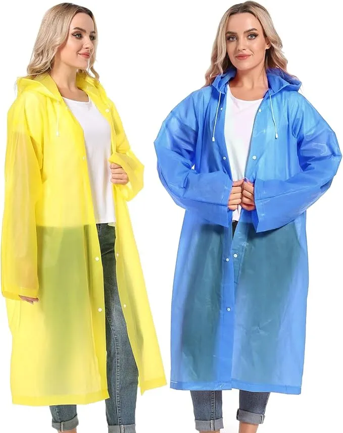 Rain Ponchos for Adults Reusable Raincoats Survival Heavy Duty Military Impermeable 2 Packs Rain Coat…