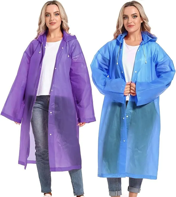 Rain Ponchos for Adults Reusable Raincoats Survival Heavy Duty Military Impermeable 2 Packs Rain Coat…
