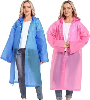 Rain Ponchos for Adults Reusable Raincoats Survival Heavy Duty Military Impermeable 2 Packs Rain Coat…