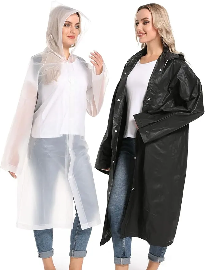 Rain Ponchos for Adults Reusable Raincoats Survival Heavy Duty Military Impermeable 2 Packs Rain Coat…