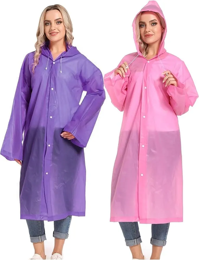 Rain Ponchos for Adults Reusable Raincoats Survival Heavy Duty Military Impermeable 2 Packs Rain Coat…