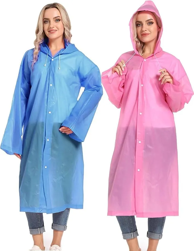Rain Ponchos for Adults Reusable Raincoats Survival Heavy Duty Military Impermeable 2 Packs Rain Coat…