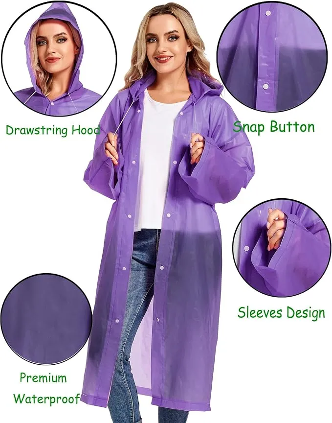 Rain Ponchos for Adults Reusable Raincoats Survival Heavy Duty Military Impermeable 2 Packs Rain Coat…