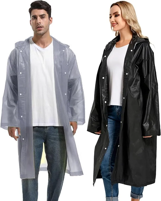 Rain Ponchos for Adults Reusable Raincoats Survival Heavy Duty Military Impermeable 2 Packs Rain Coat…