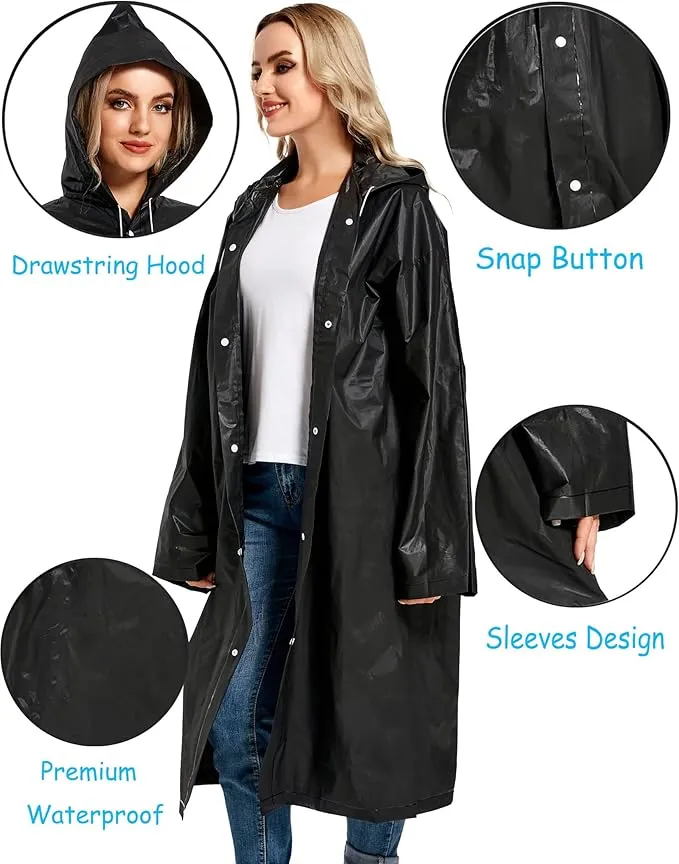 Rain Ponchos for Adults Reusable Raincoats Survival Heavy Duty Military Impermeable 2 Packs Rain Coat…