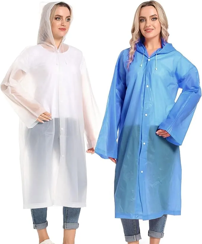 Rain Ponchos for Adults Reusable Raincoats Survival Heavy Duty Military Impermeable 2 Packs Rain Coat…