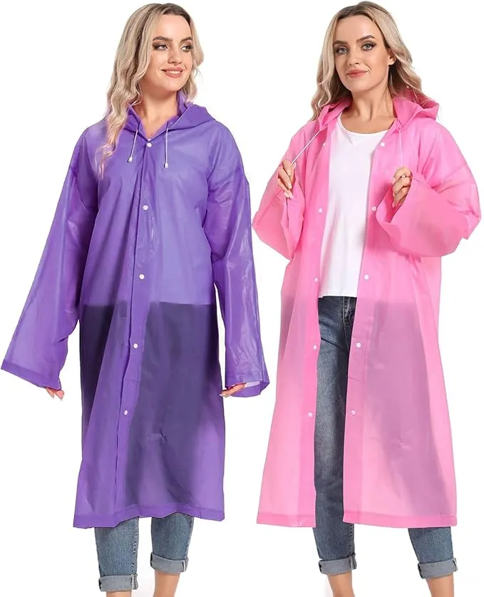 Rain Ponchos for Adults Reusable Raincoats Survival Heavy Duty Military Impermeable 2 Packs Rain Coat…
