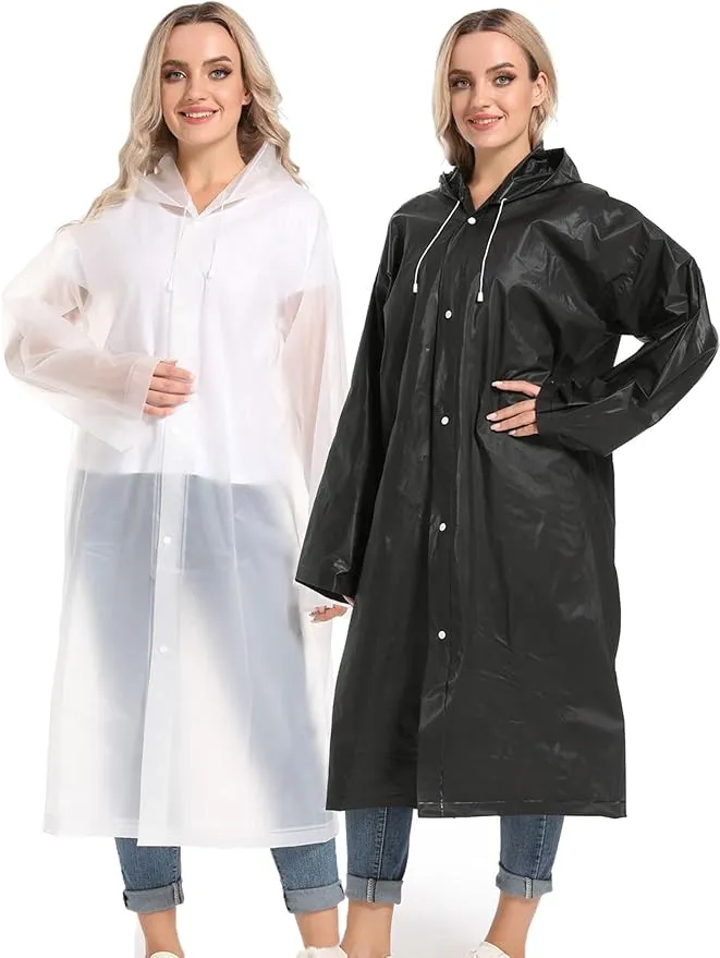Rain Ponchos for Adults Reusable Raincoats Survival Heavy Duty Military Impermeable 2 Packs Rain Coat…