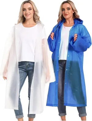 Rain Ponchos for Adults Reusable Raincoats Survival Heavy Duty Military Impermeable 2 Packs Rain Coat…