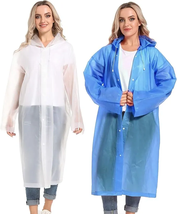 Rain Ponchos for Adults Reusable Raincoats Survival Heavy Duty Military Impermeable 2 Packs Rain Coat…