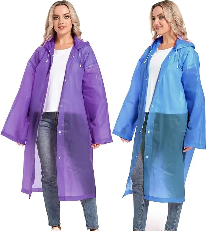 Rain Ponchos for Adults Reusable Raincoats Survival Heavy Duty Military Impermeable 2 Packs Rain Coat…