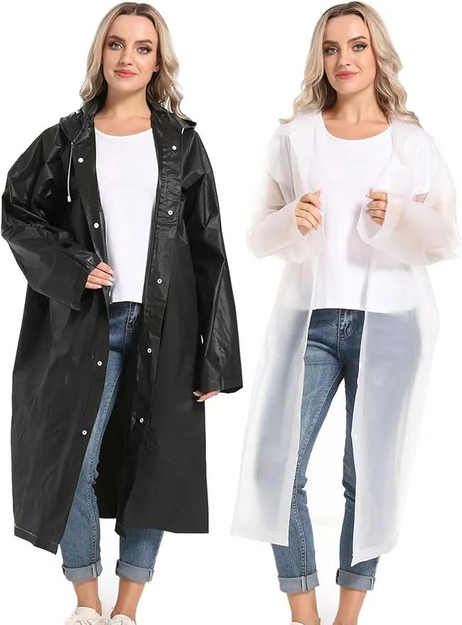 Rain Ponchos for Adults Reusable Raincoats Survival Heavy Duty Military Impermeable 2 Packs Rain Coat…