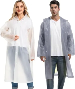 Rain Ponchos for Adults Reusable Raincoats Survival Heavy Duty Military Impermeable 2 Packs Rain Coat…