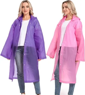Rain Ponchos for Adults Reusable Raincoats Survival Heavy Duty Military Impermeable 2 Packs Rain Coat…