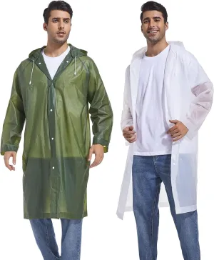 Rain Ponchos for Adults Reusable Raincoats Survival Heavy Duty Military Impermeable 2 Packs Rain Coat…