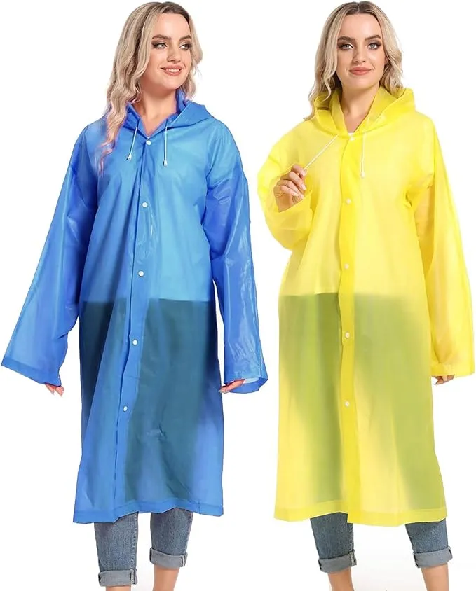 Rain Ponchos for Adults Reusable Raincoats Survival Heavy Duty Military Impermeable 2 Packs Rain Coat…