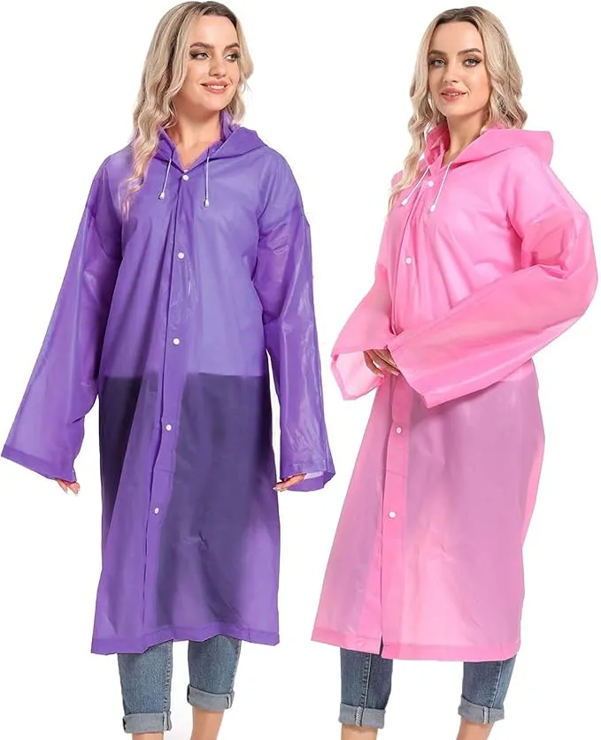 Rain Ponchos for Adults Reusable Raincoats Survival Heavy Duty Military Impermeable 2 Packs Rain Coat…