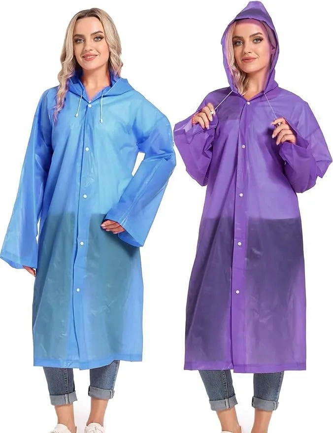Rain Ponchos for Adults Reusable Raincoats Survival Heavy Duty Military Impermeable 2 Packs Rain Coat…