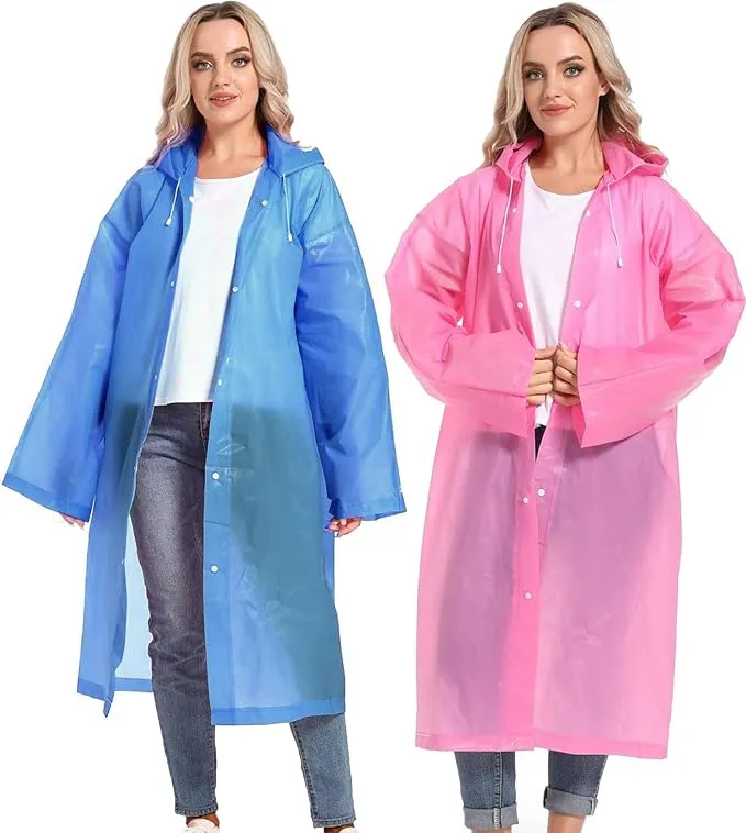 Rain Ponchos for Adults Reusable Raincoats Survival Heavy Duty Military Impermeable 2 Packs Rain Coat…