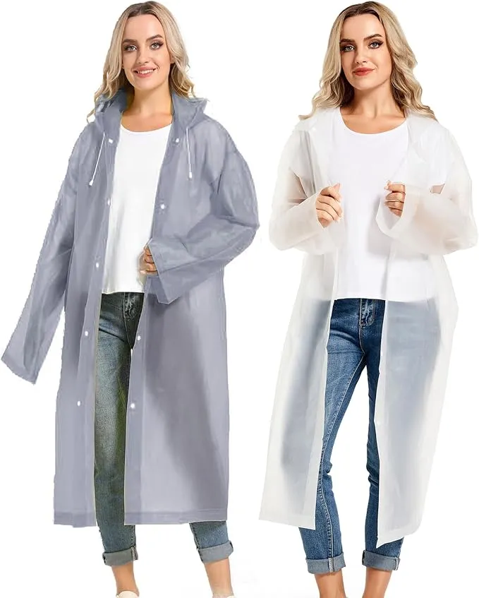 Rain Ponchos for Adults Reusable Raincoats Survival Heavy Duty Military Impermeable 2 Packs Rain Coat…