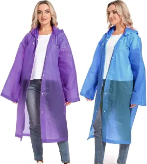 Rain Ponchos for Adults Reusable Raincoats Survival Heavy Duty Military Impermeable 2 Packs Rain Coat…