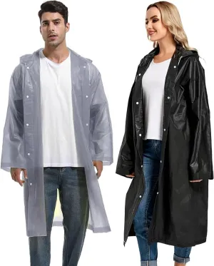 Rain Ponchos for Adults Reusable Raincoats Survival Heavy Duty Military Impermeable 2 Packs Rain Coat…
