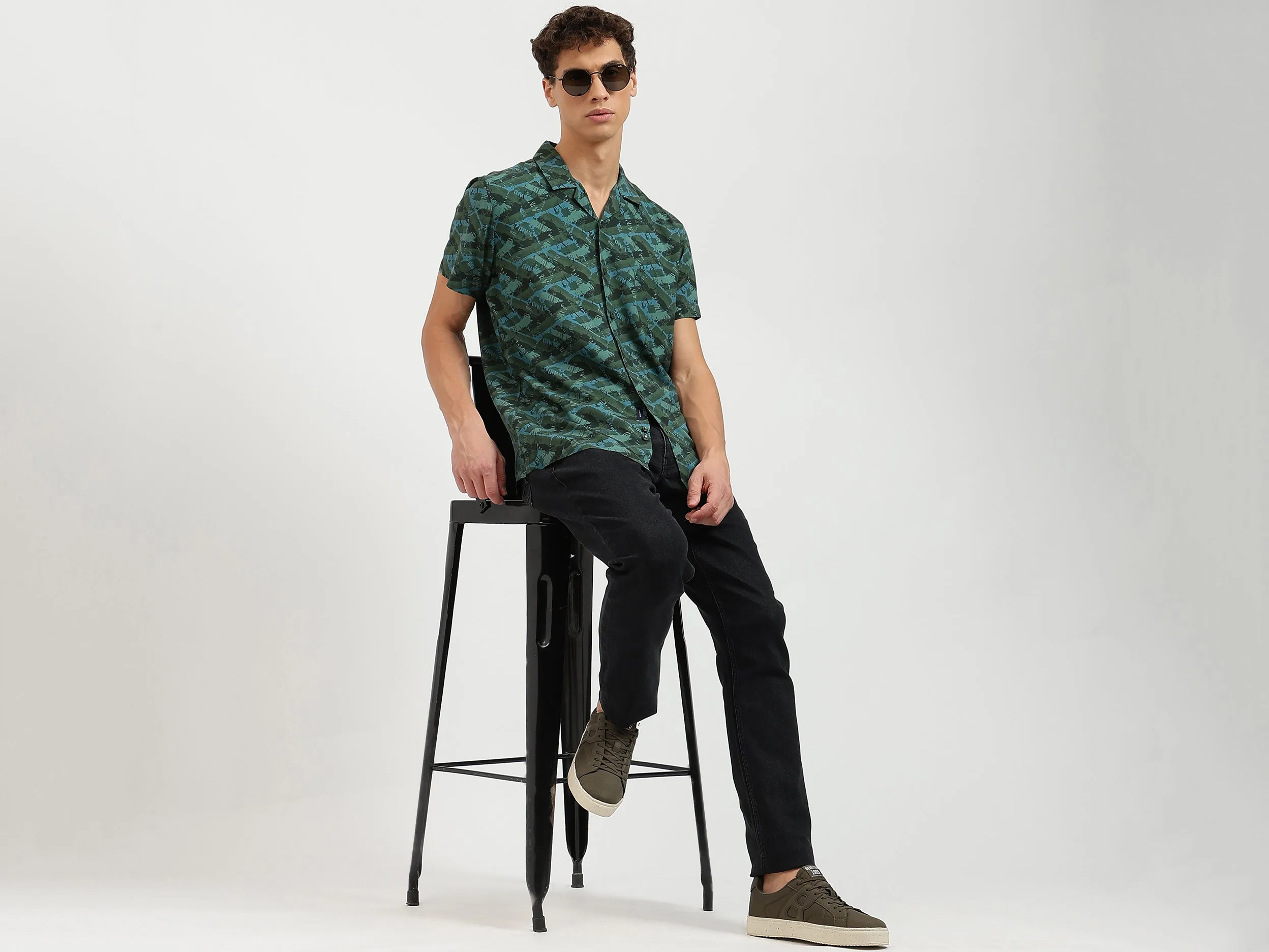 Regular Fit Collared Camouflage Shirts