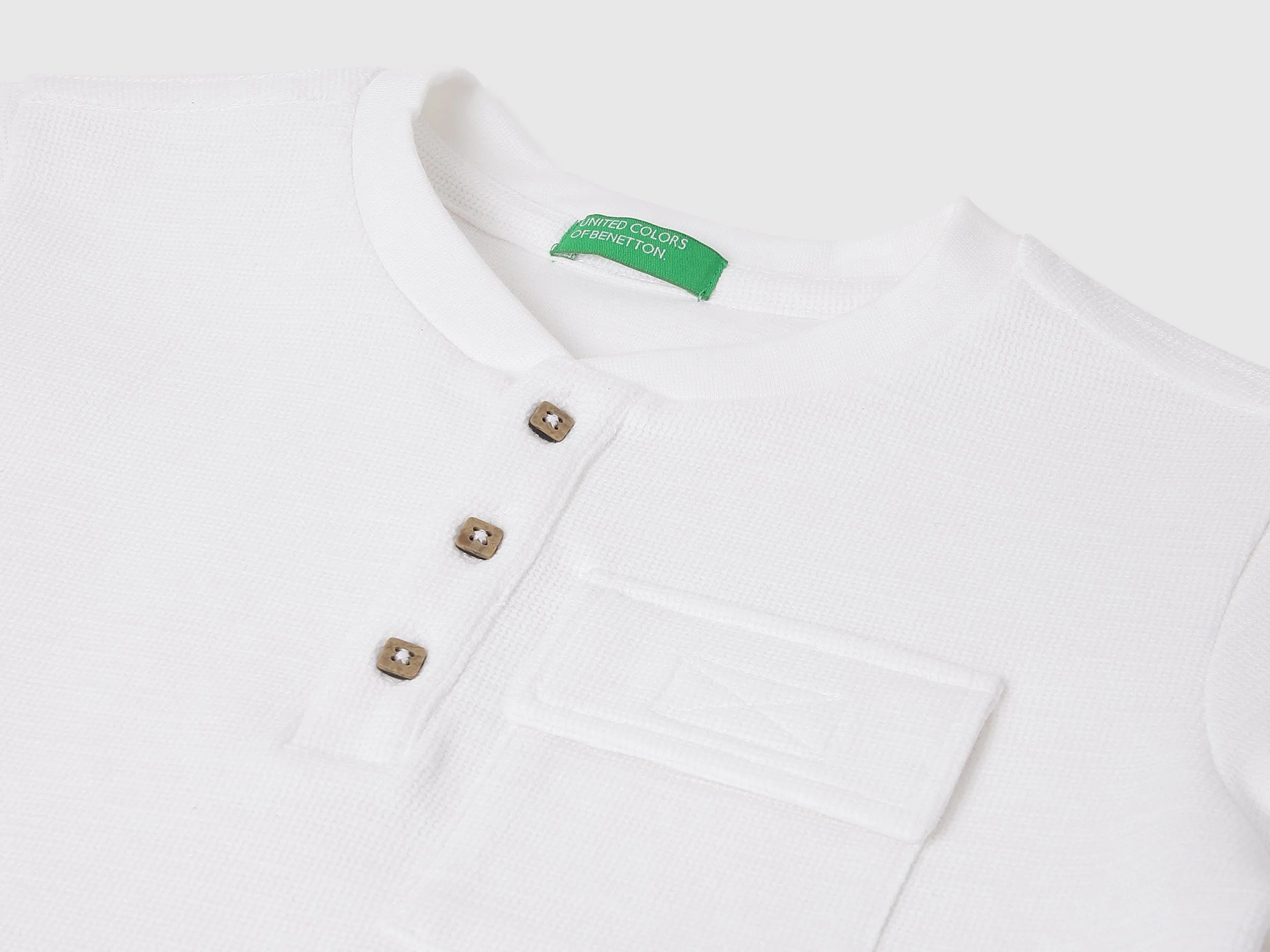 Regular Fit Henley Neck Textured T-shirts