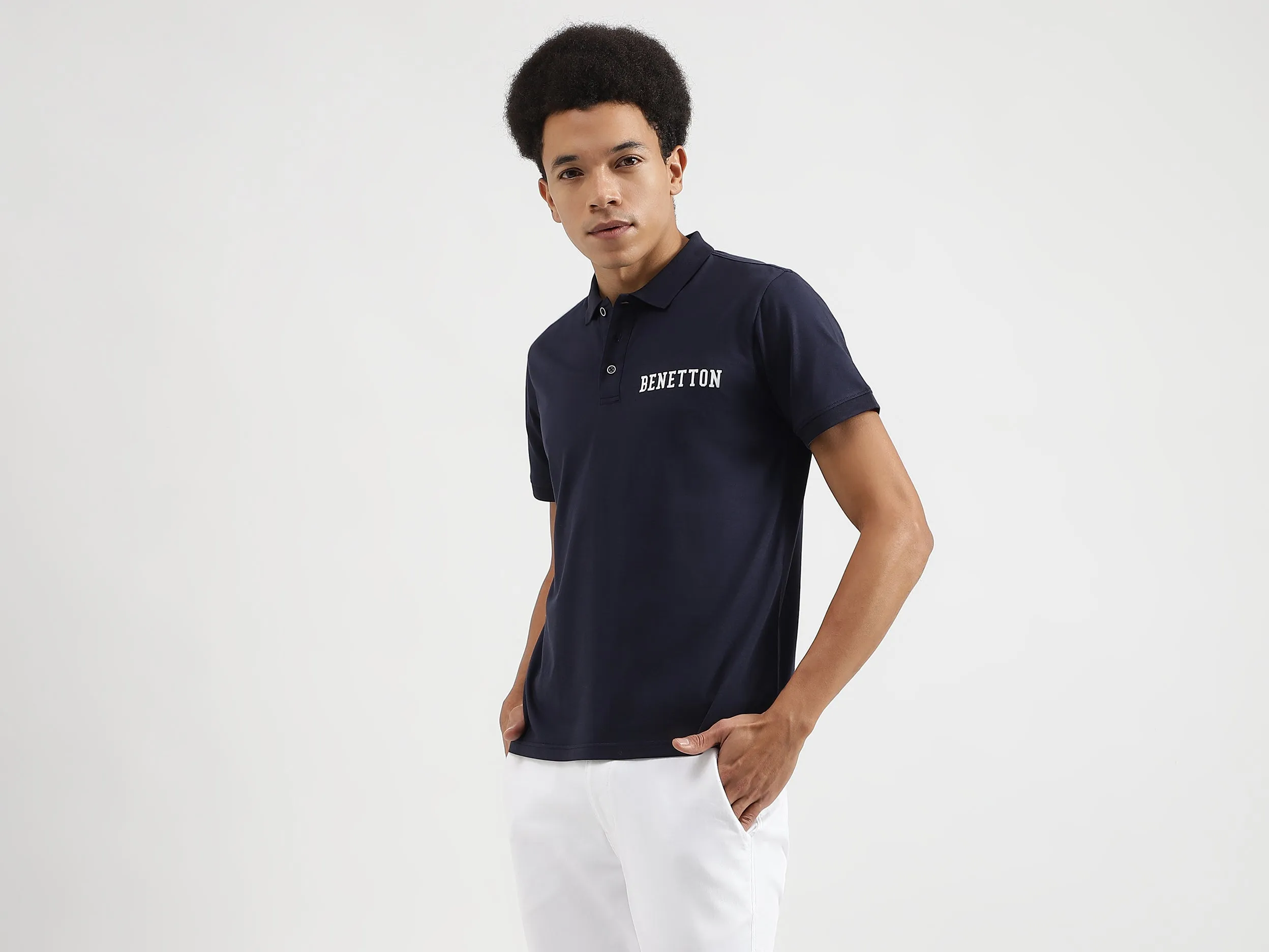 Regular Fit Polo Neck Solid T-Shirts
