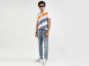 Regular Fit Polo Neck Striped T-Shirts