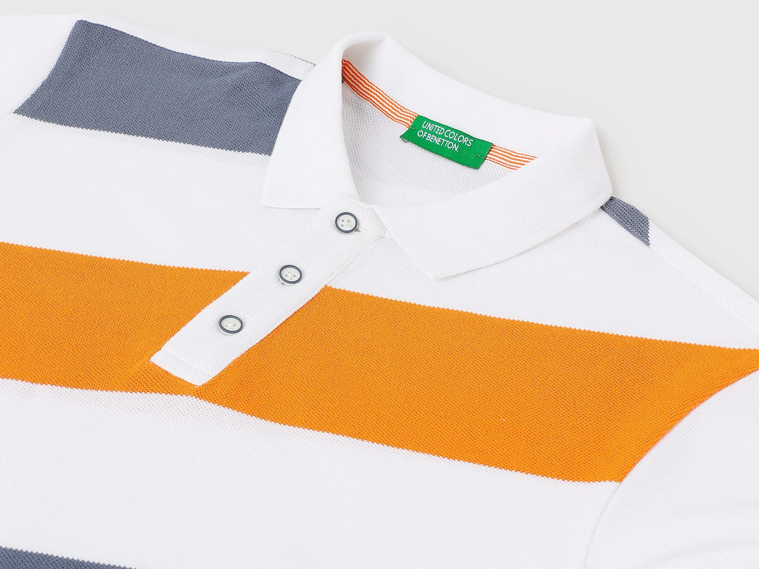 Regular Fit Polo Neck Striped T-Shirts