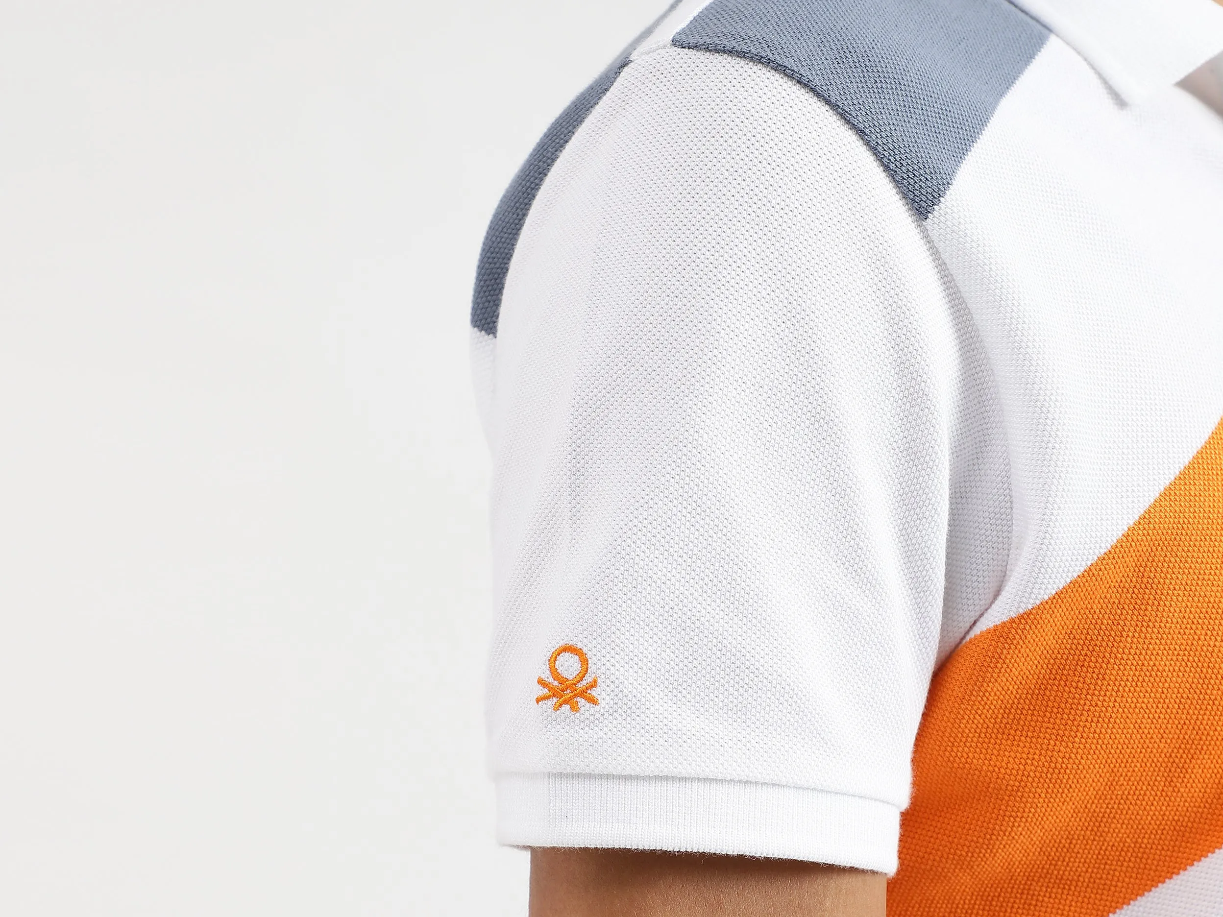 Regular Fit Polo Neck Striped T-Shirts