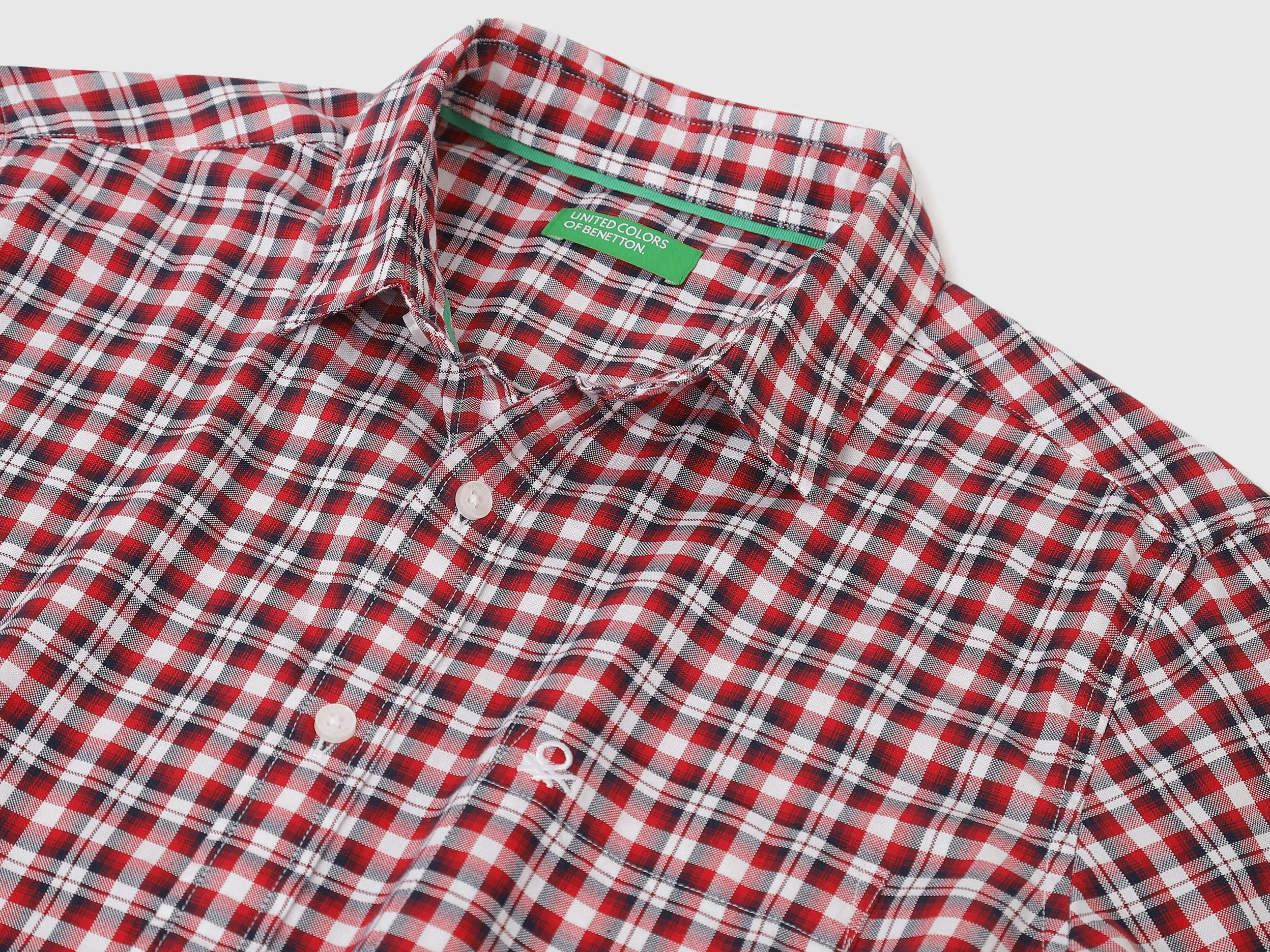 Regular Fit Spread Collar Checkered Shirts