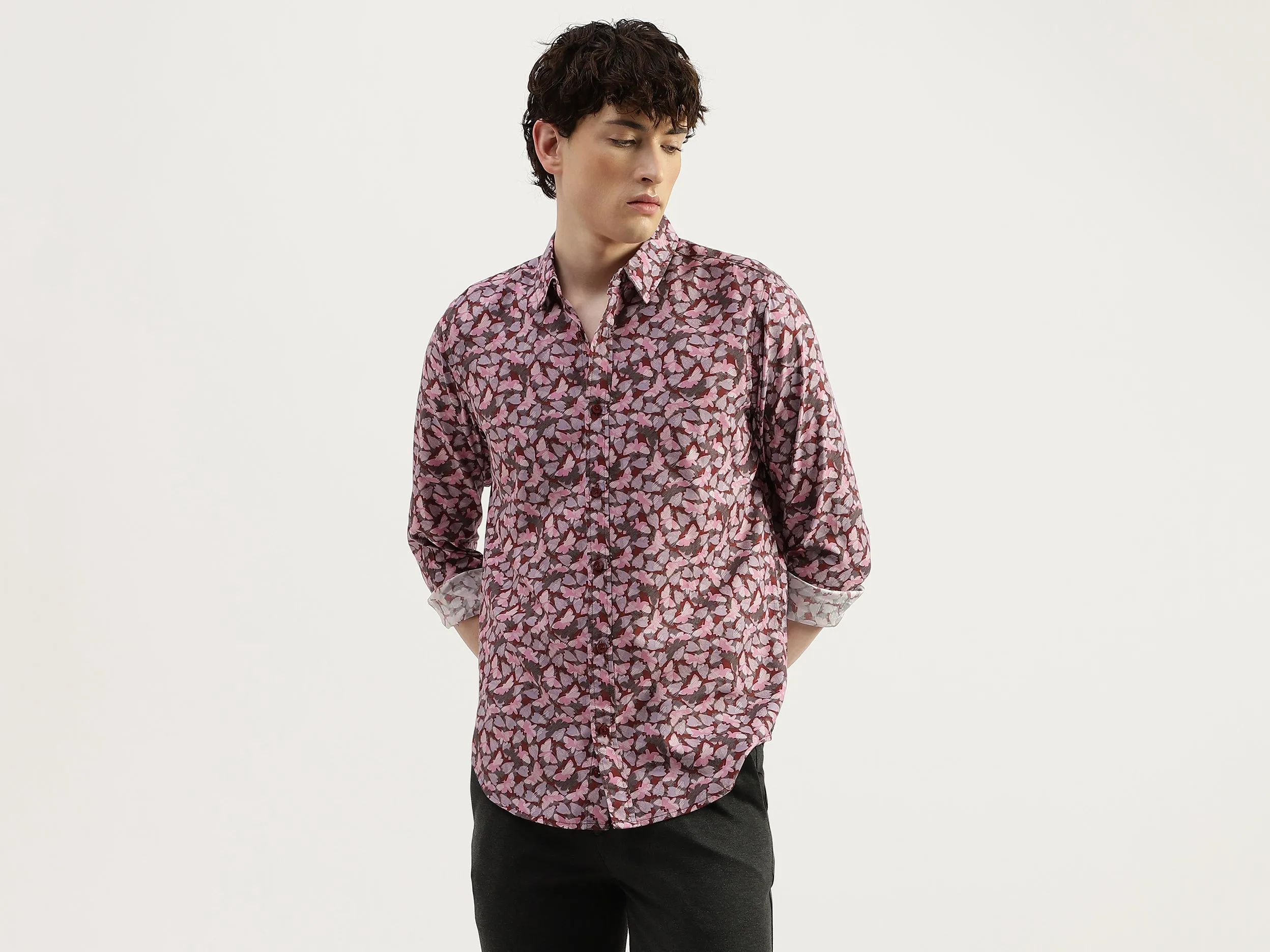 Regular Fit Spread Collar Printed Shirts