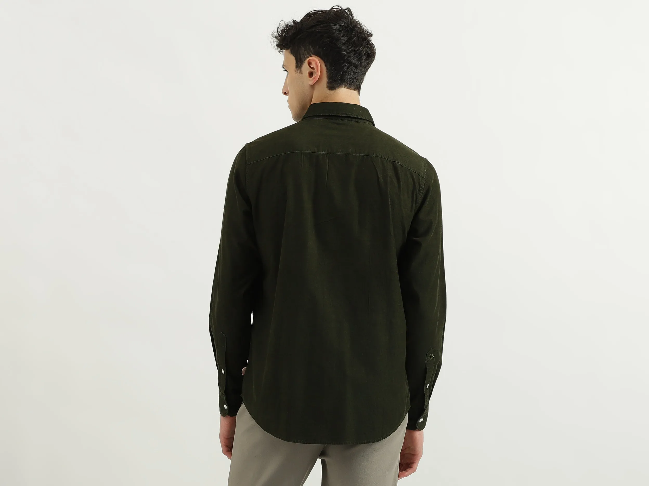 Regular Spread Collar Solid Shirts