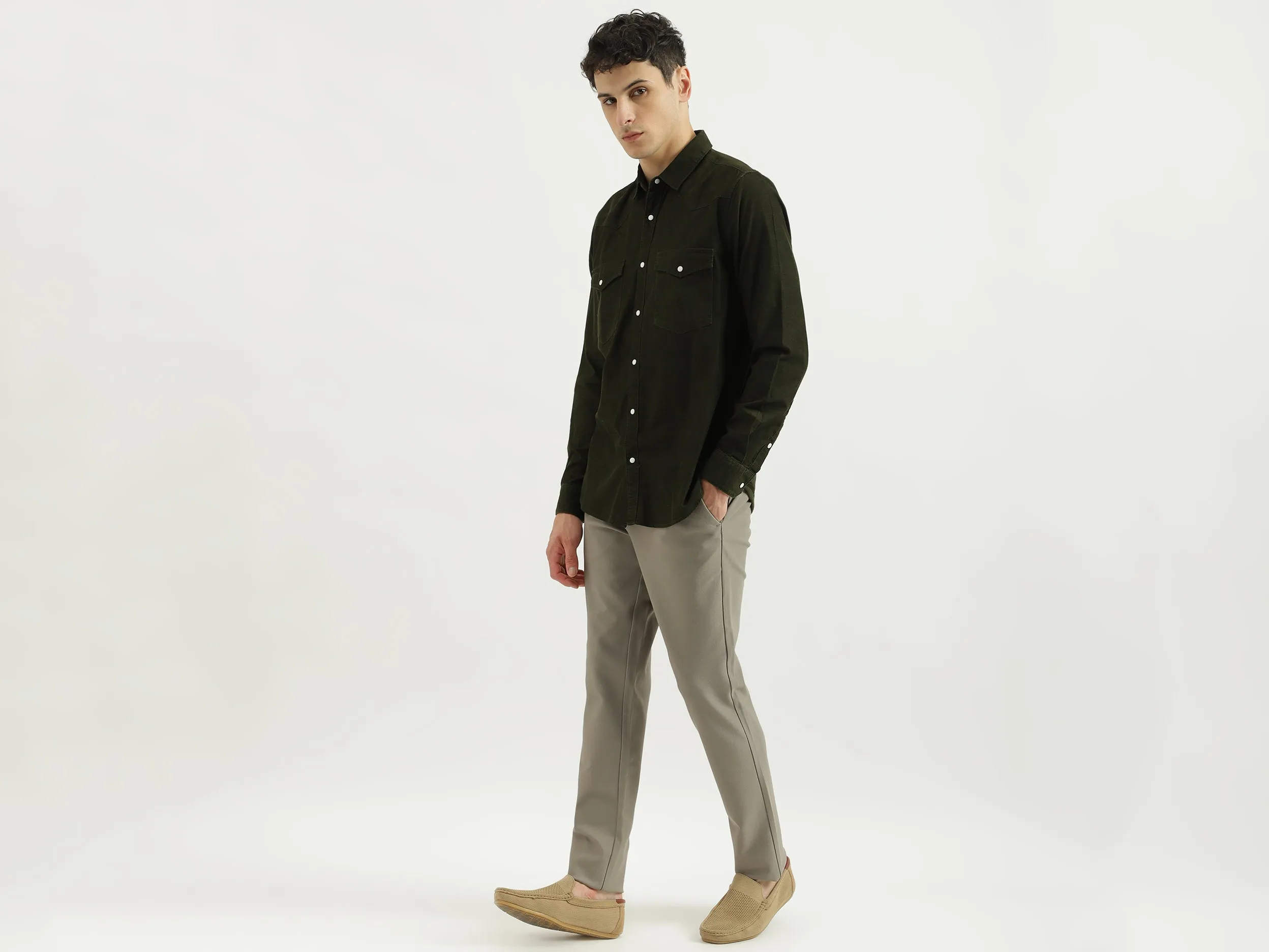 Regular Spread Collar Solid Shirts