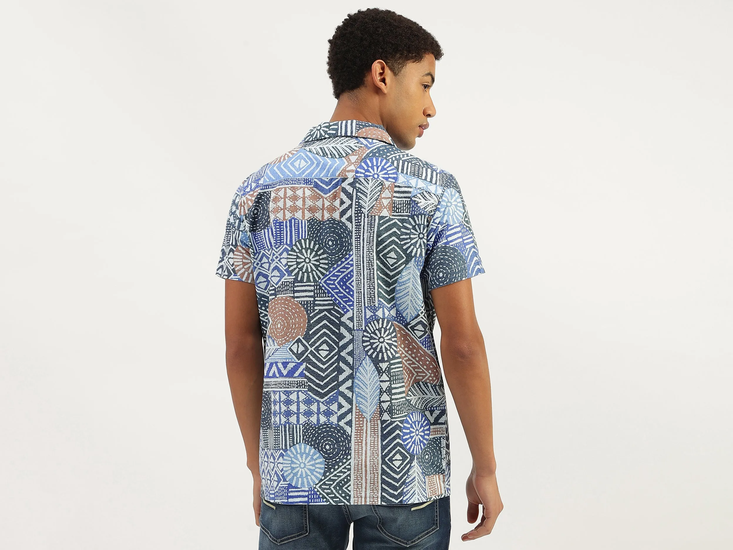 Relaxed Fit Resort Collar Geometric Shirt