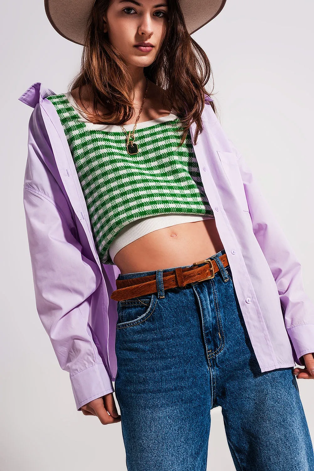 Relaxed poplin shirt in lilac