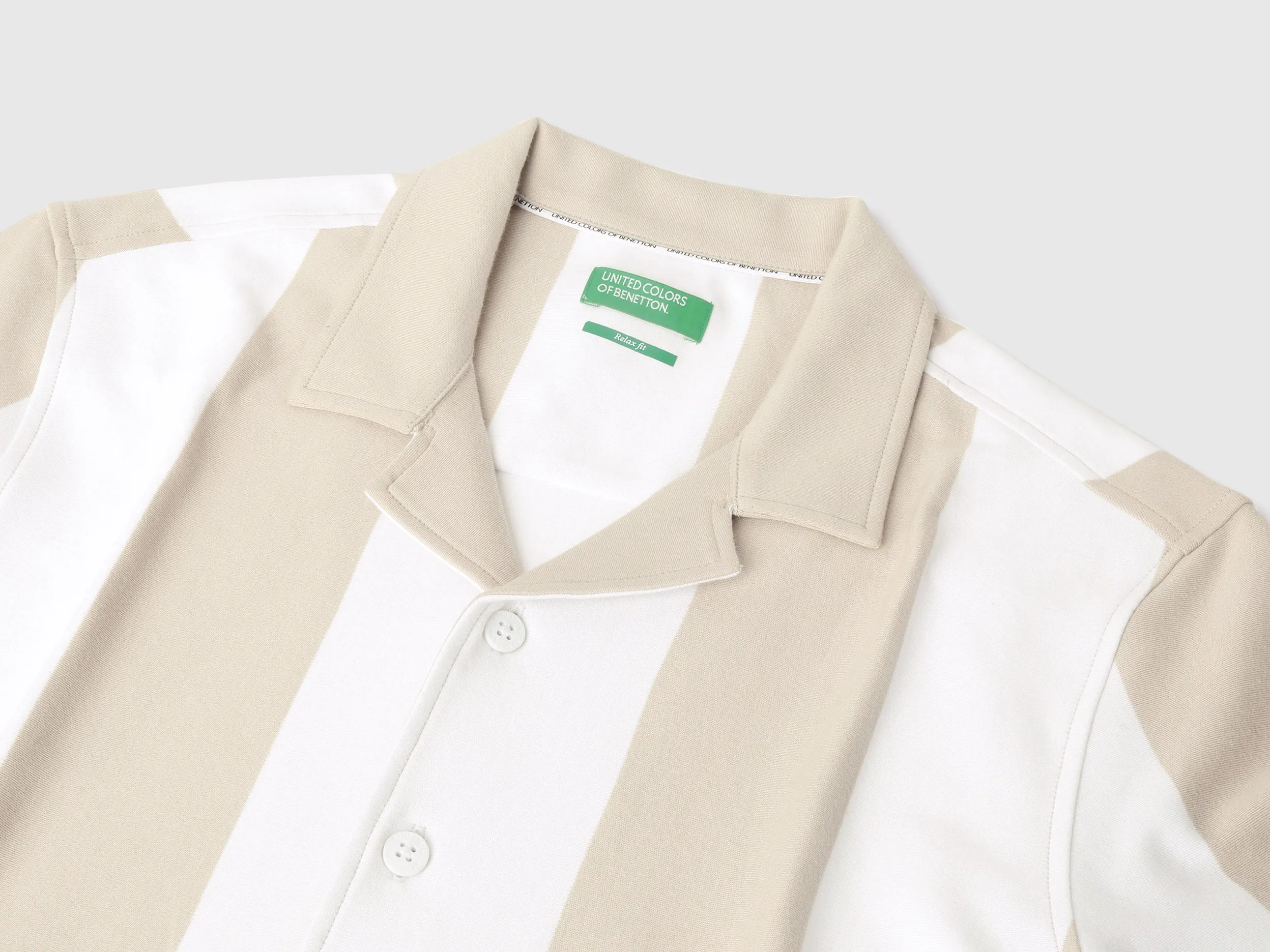Relaxed Resort Collar Striped Shirt