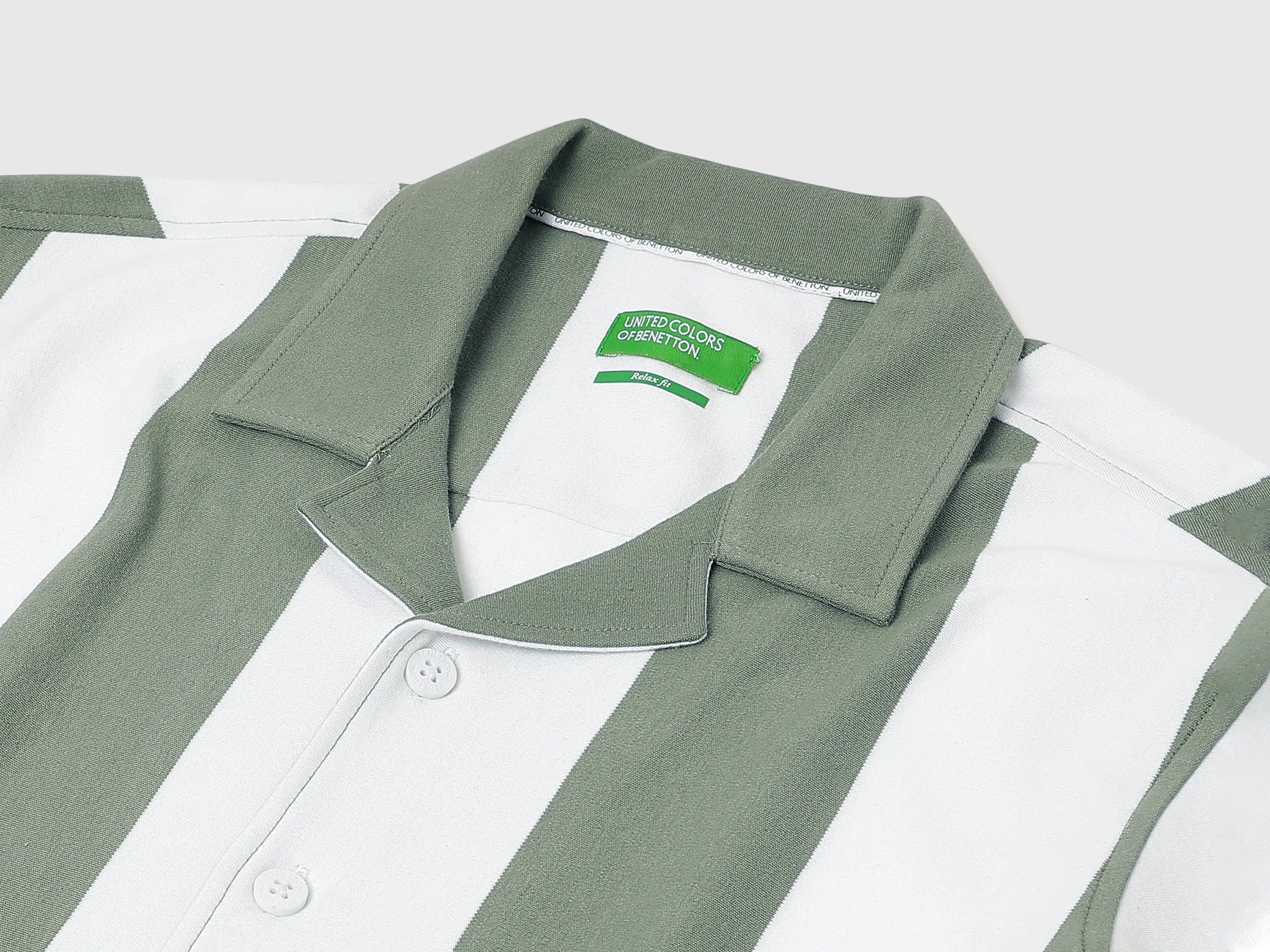 Relaxed Resort Collar Striped Shirt