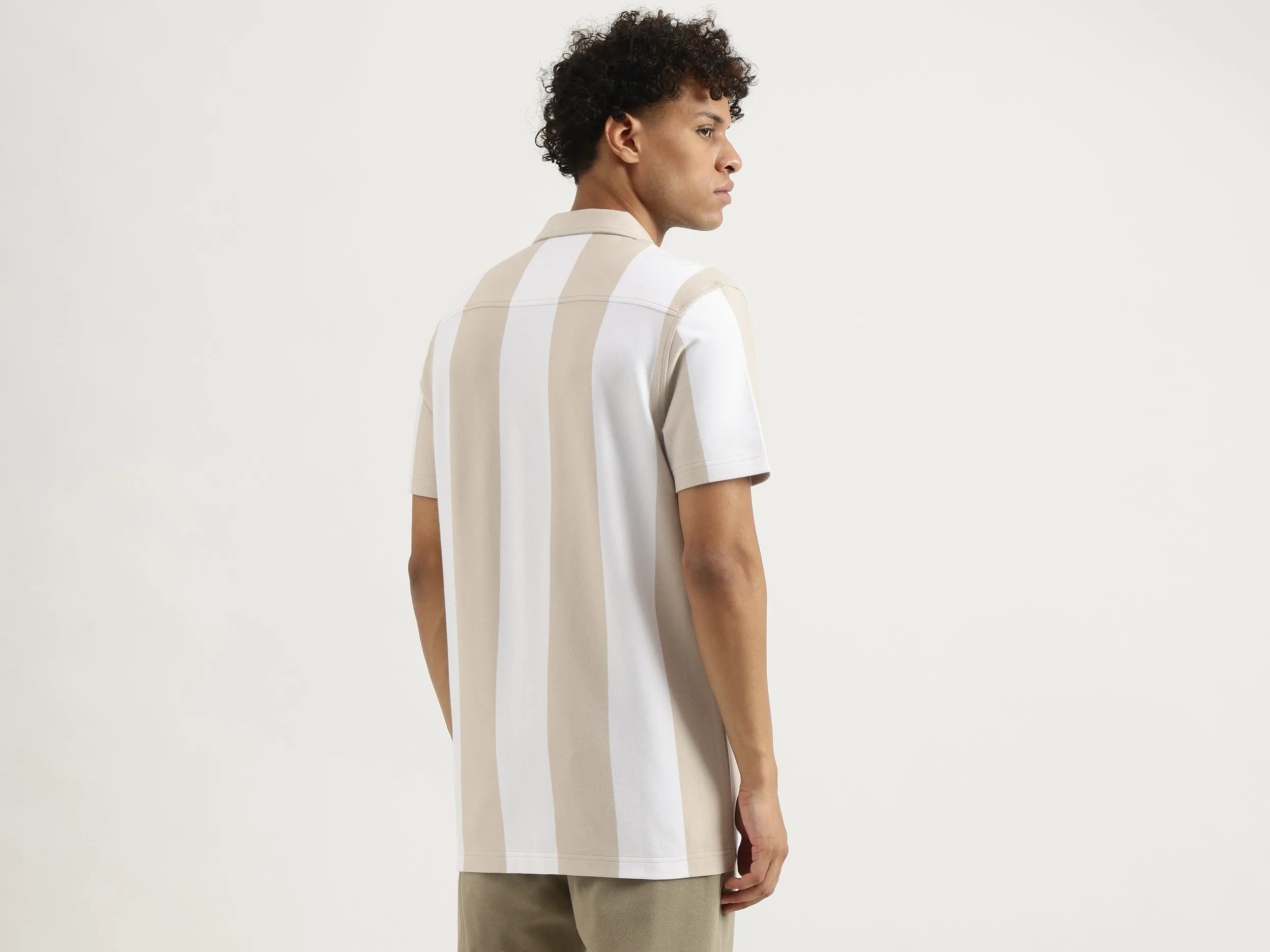 Relaxed Resort Collar Striped Shirt