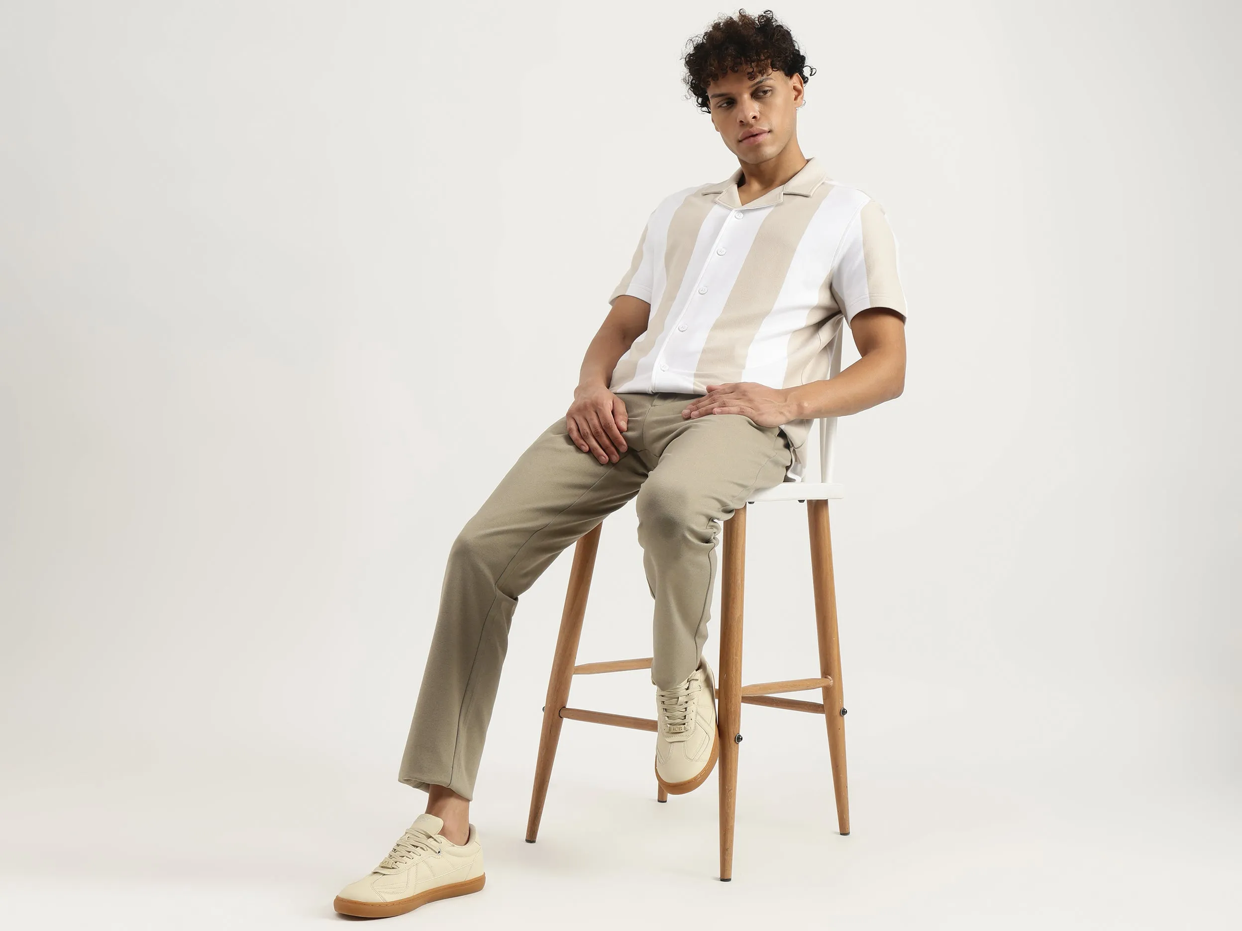 Relaxed Resort Collar Striped Shirt